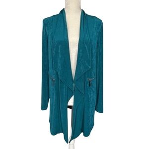 Chico’s Travelers Waterfall Open Front Jacket Cardigan Women’s Size M US M Teal